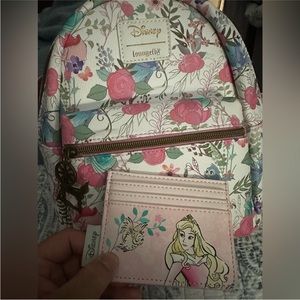 Disney Sleeping Beauty Loungefly Mini Backpack and Card holder.